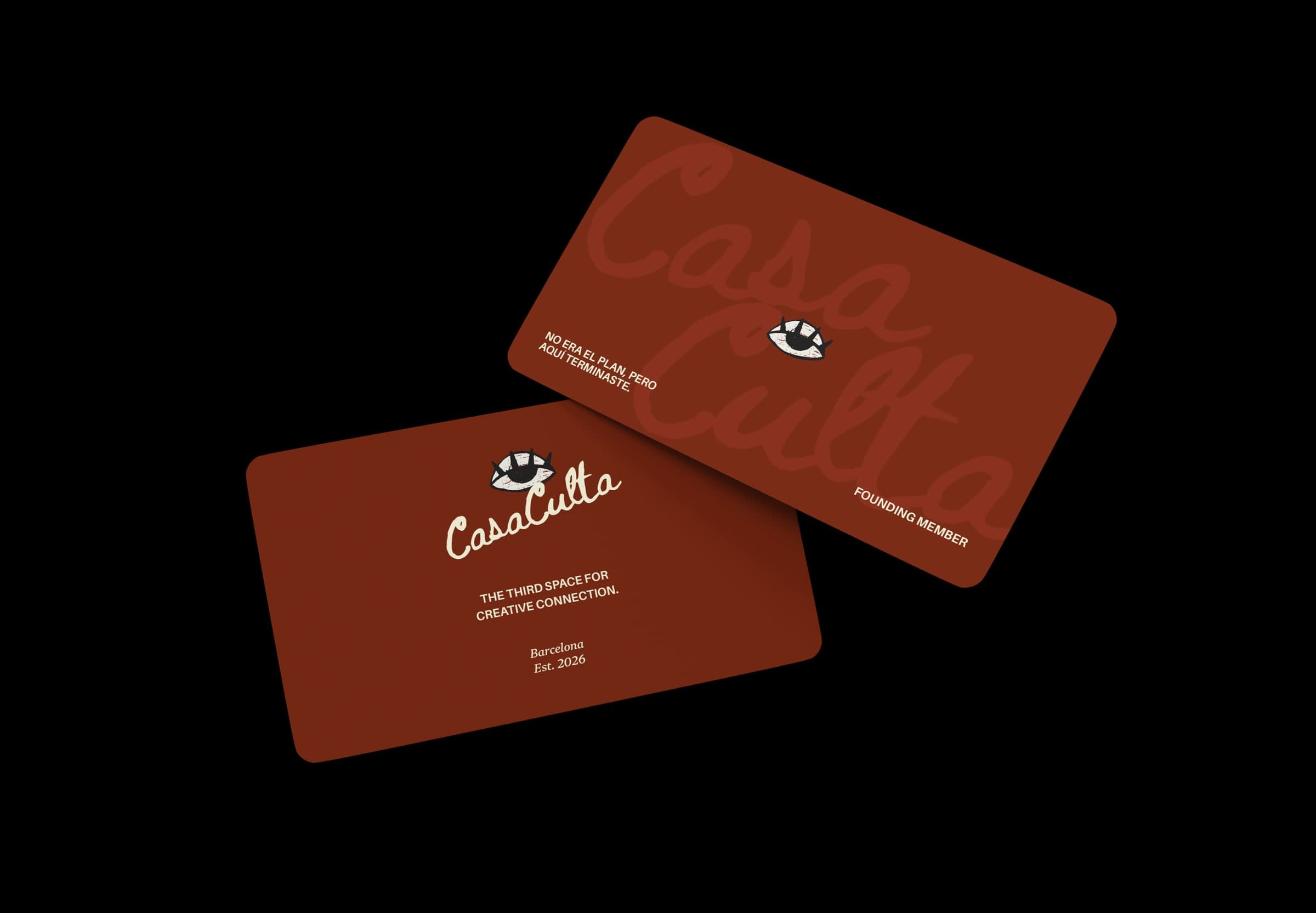 Casa Culta founding-member cards, front and back, in Salud red