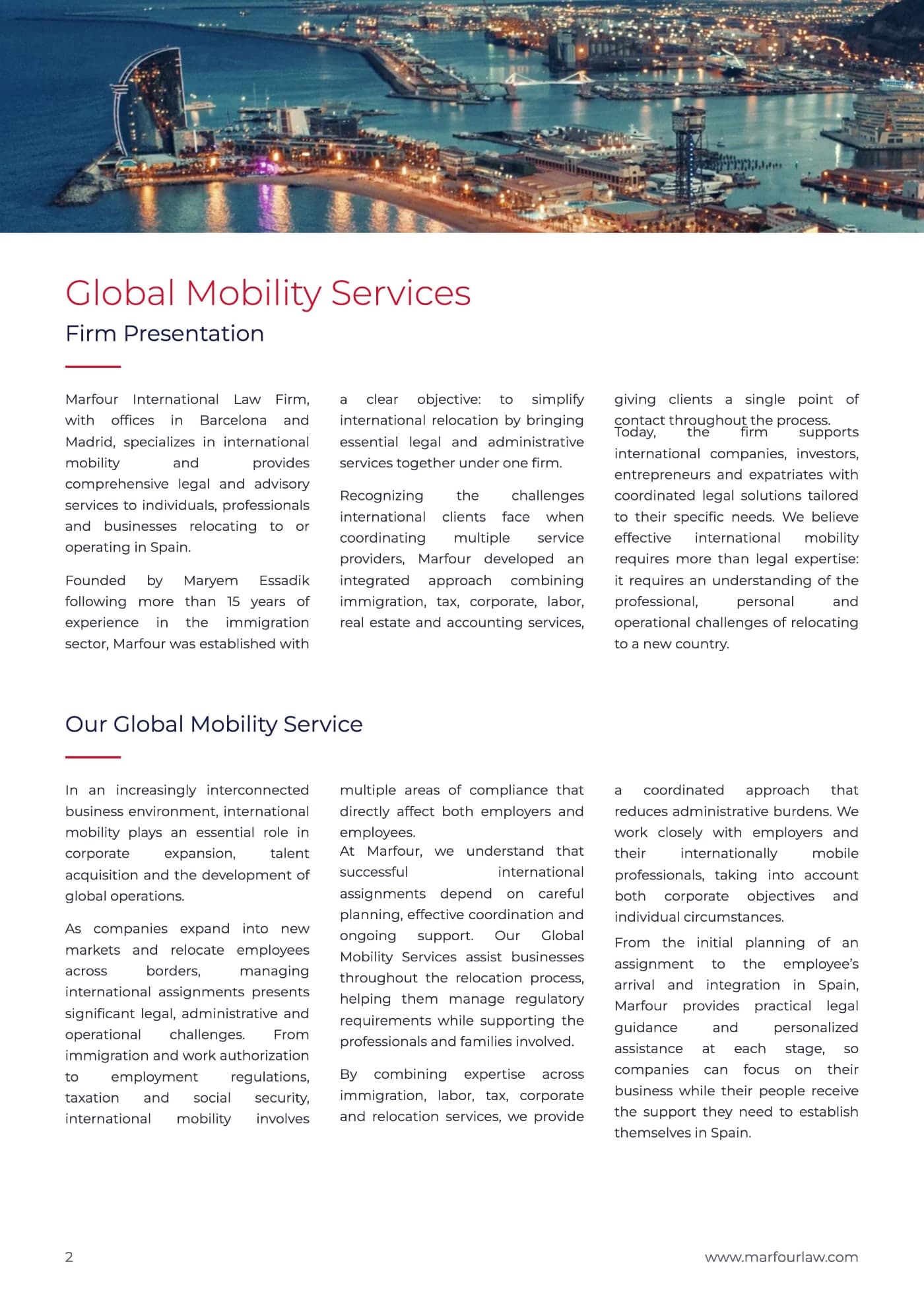 Brochure page 2: Global Mobility Services firm presentation